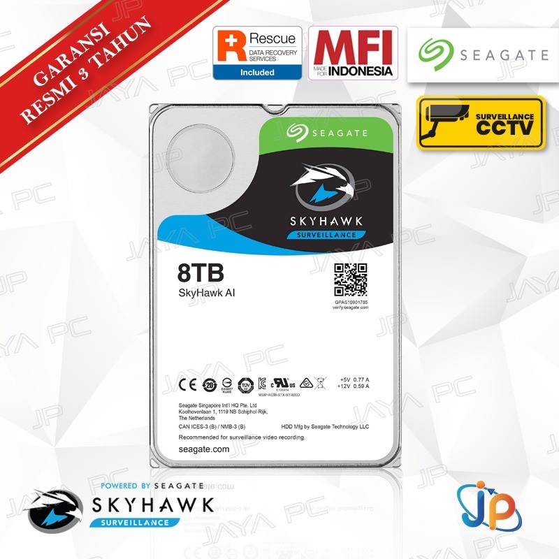 Seagate PC Skyhawk AI 8TB 3.5" HDD/ Hardisk/ Harddisk Internal CCTV - Image 2