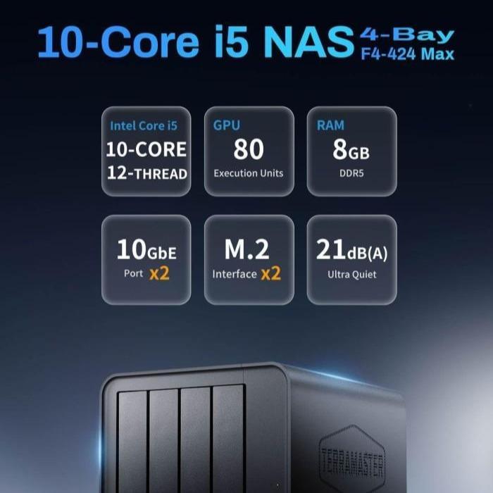 TerraMaster F4-424 MAX 4-BAY NAS Server External Storage Intel Core i5-1235U - Image 2