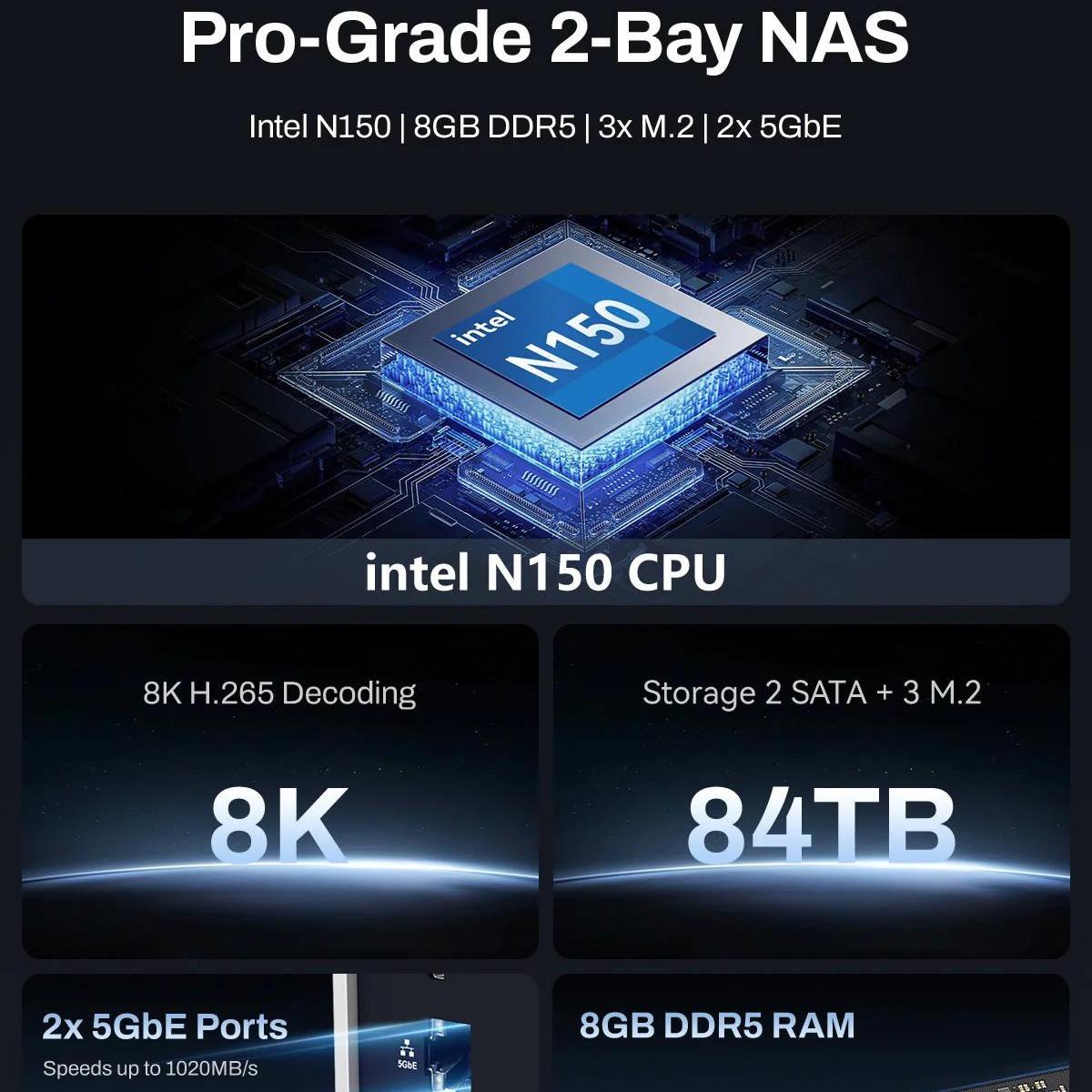 TerraMaster F2-425 Plus 2-BAY NAS Server External Storage Intel Quad Core N150 - Image 2