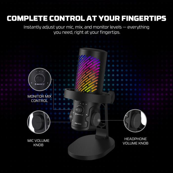 Microphone Gaming Fantech MCX04 Leviosa Aura RGB - USB Mic For Streamers - Image 3