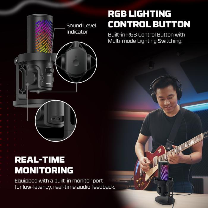 Microphone Gaming Fantech MCX04 Leviosa Aura RGB - USB Mic For Streamers - Image 4
