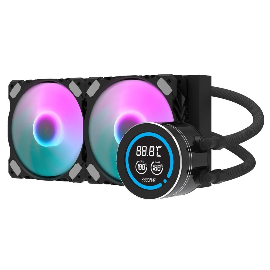 darkFlash Nebula DN240D ARGB - Liquid CPU Cooler Fan 240mm LCD Digital Display - Image 4