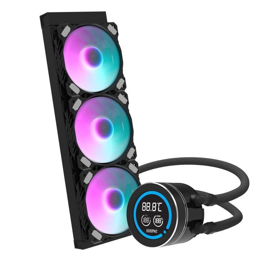 darkFlash Nebula DN360D ARGB - Liquid CPU Cooler Fan 360mm LCD Digital Display - Image 5