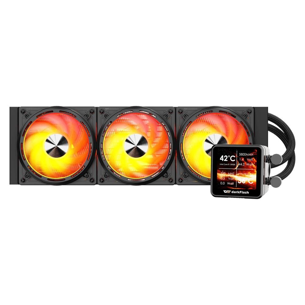 darkFlash Explore DE360 ARGB - CPU AIO Liquid Cooler Fan 360mm with IPS LCD Display - Image 2