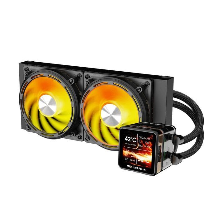 darkFlash Explore DE240 ARGB - CPU AIO Liquid Cooler Fan 240mm with IPS LCD Display - Image 2