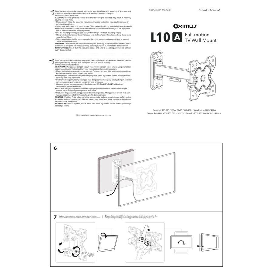 Oximus L10A  - Wall Mount Bracket LED Monitor 13 - 32" Inch - Image 3