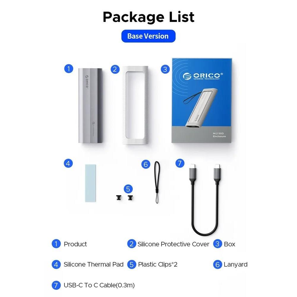 Orico AXM2-G2 Case External SSD M.2 2280/ 2242 Nvme Enclosure with Silicone Protective Case - Image 2