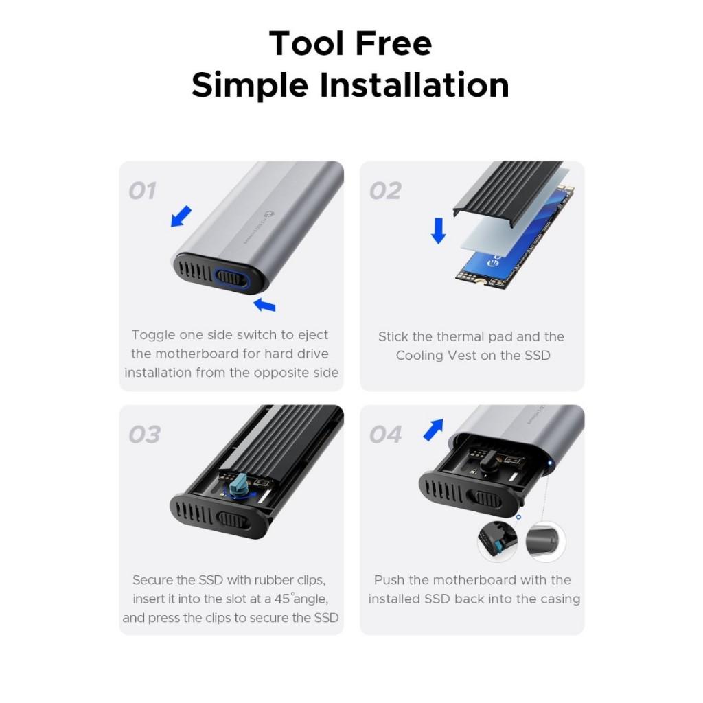 Orico AXM2-G2 Case External SSD M.2 2280/ 2242 Nvme Enclosure with Silicone Protective Case - Image 3