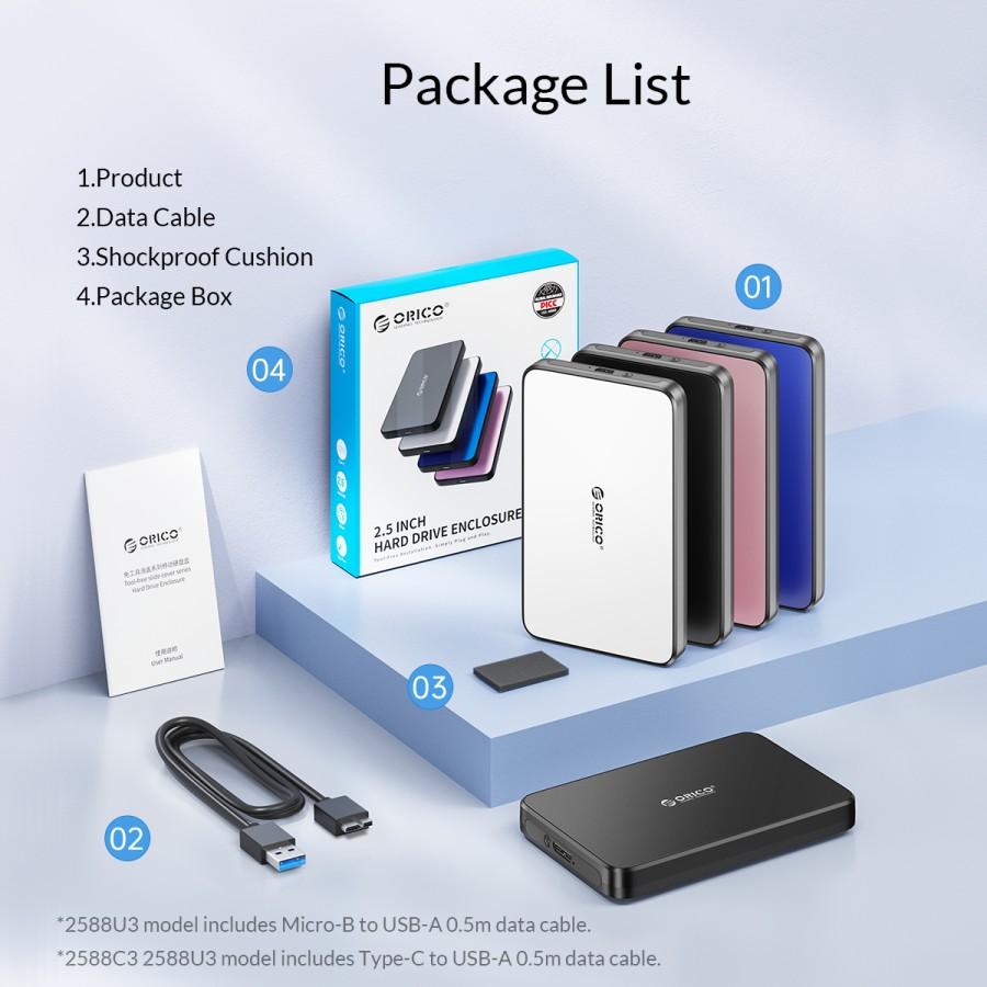 Orico 2588U3-V1 Enclosure Case Harddisk & SSD 2.5" USB 3.0 - Image 3