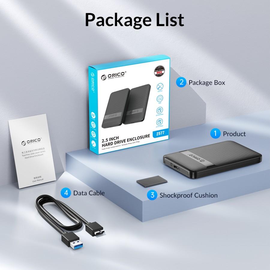 Orico 2577C3-V1 Enclosure Case Harddisk & SSD 2.5" USB-A To C - Image 2