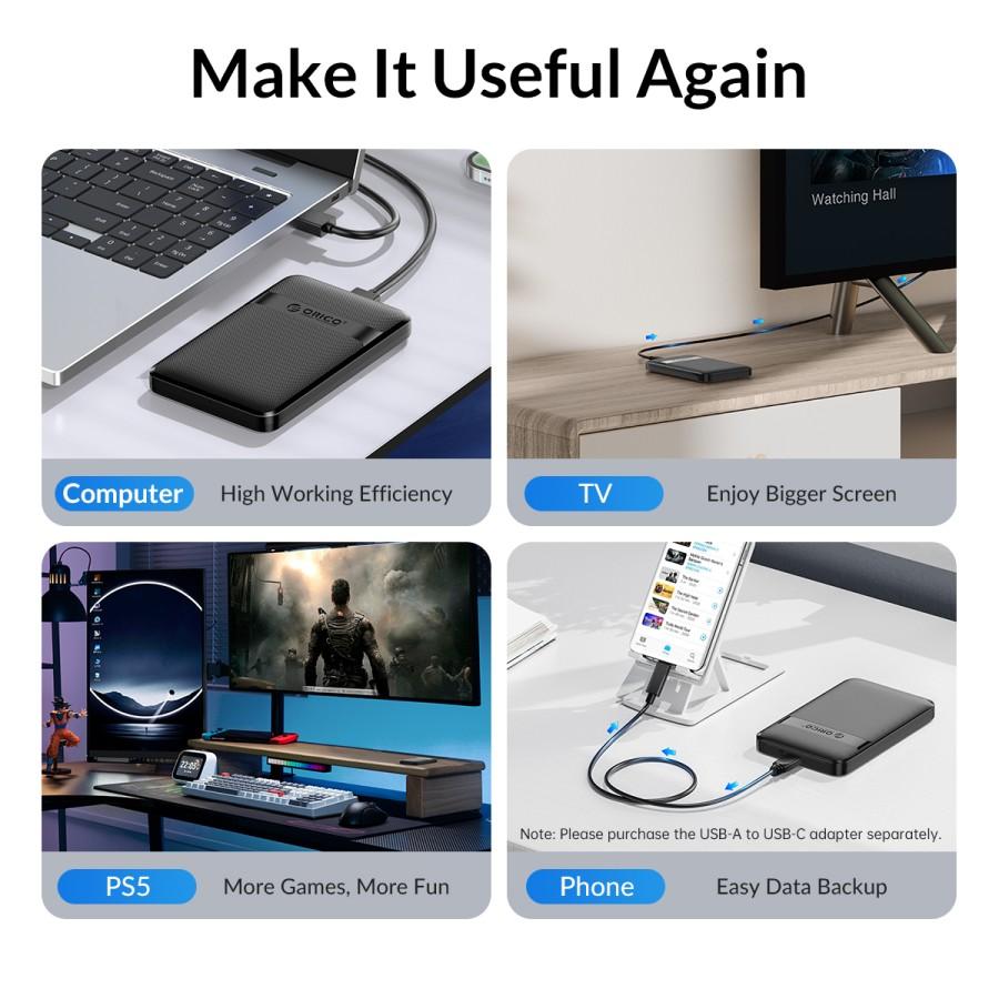 Orico 2577C3-V1 Enclosure Case Harddisk & SSD 2.5" USB-A To C - Image 3