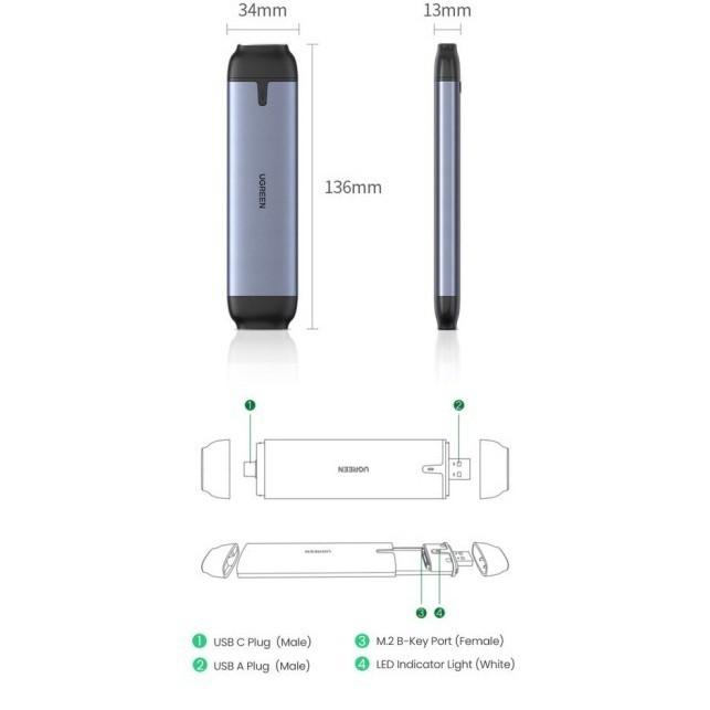 UGREEN ENCLOSURE M.2 SATA TO USB-C 70533 - Image 5