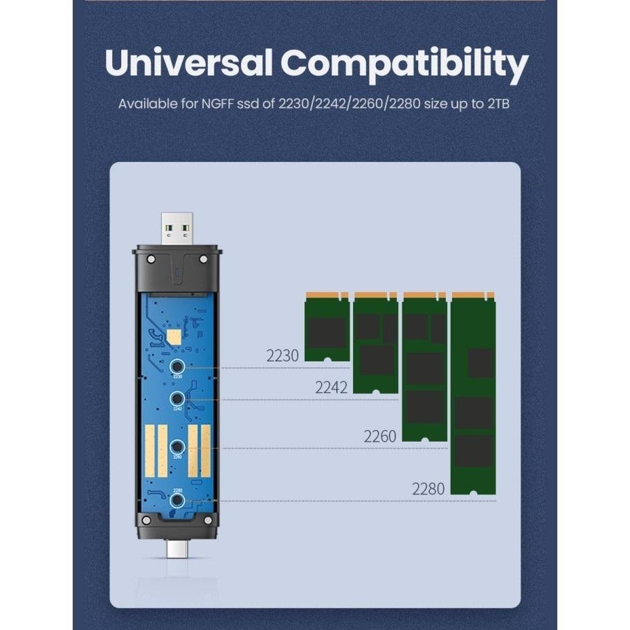 UGreen Enclosure 10903 SSD M.2 SATA NGFF USB C 3.1 High Speed - Image 2