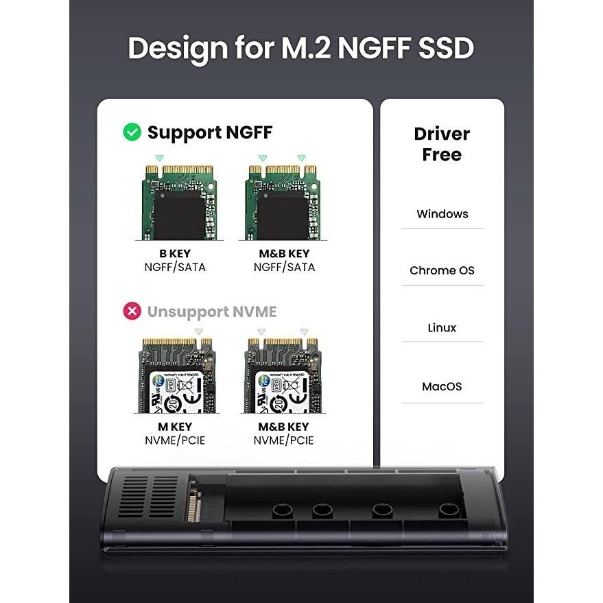 UGreen Enclosure 10903 SSD M.2 SATA NGFF USB C 3.1 High Speed - Image 5