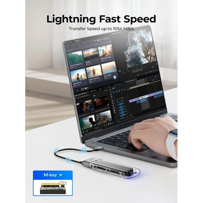 Orico TXM2M-C3 Dual Protocol Case External M.2 NVMe & SATA SSD Enclosure USB-C - Image 2