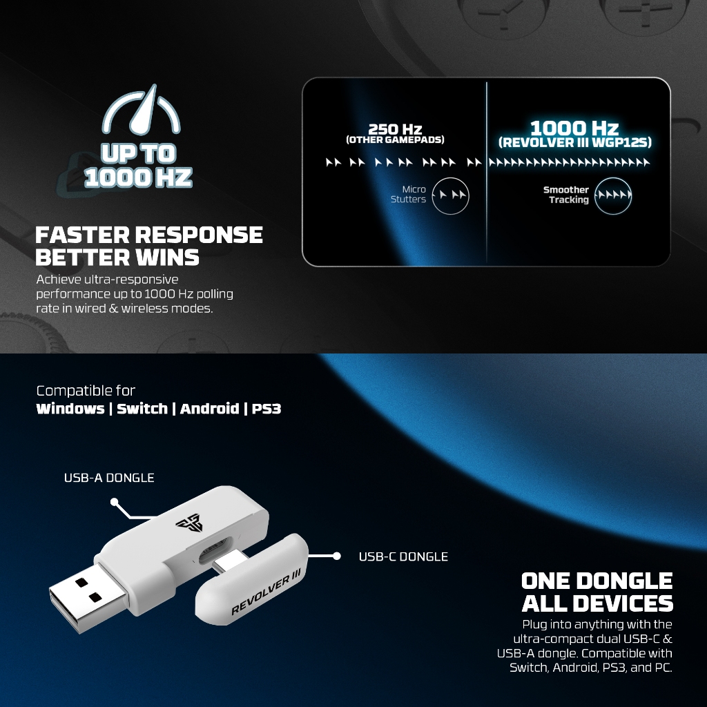 Gamepad Fantech WGP12S Shooter III Wireless Gaming Controller PC/PS/Android - Image 4