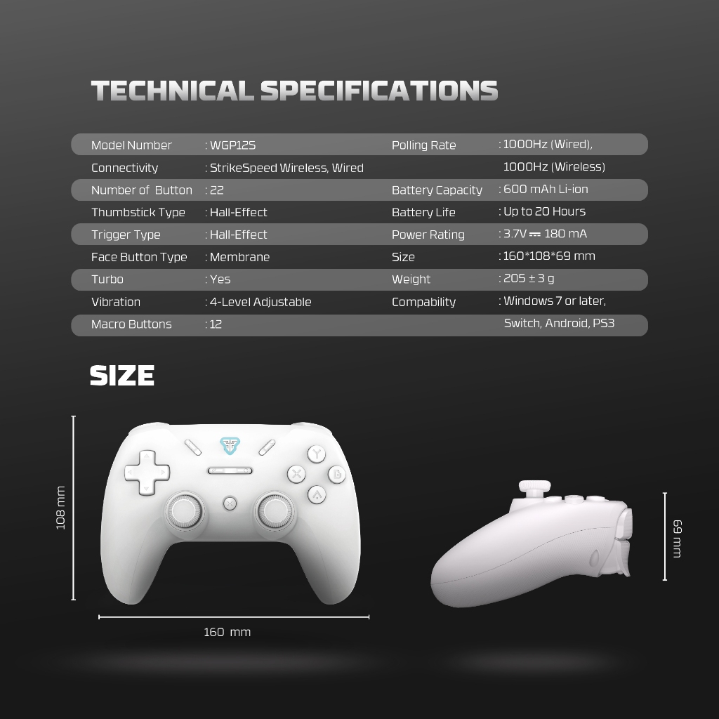 Gamepad Fantech WGP12S Shooter III Wireless Gaming Controller PC/PS/Android - Image 5