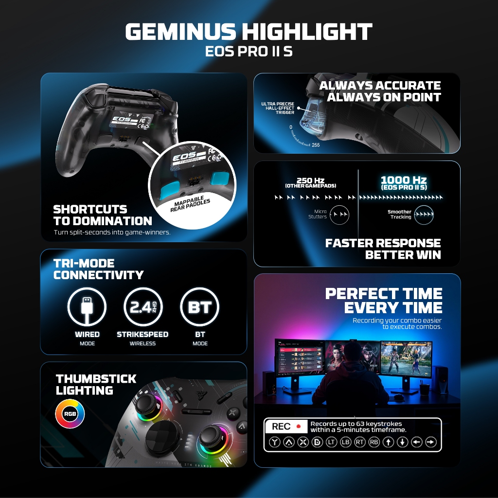 Gamepad Fantech EOS PRO II WGP15 V2S - Multi-platform Wireless Joystick - Image 3