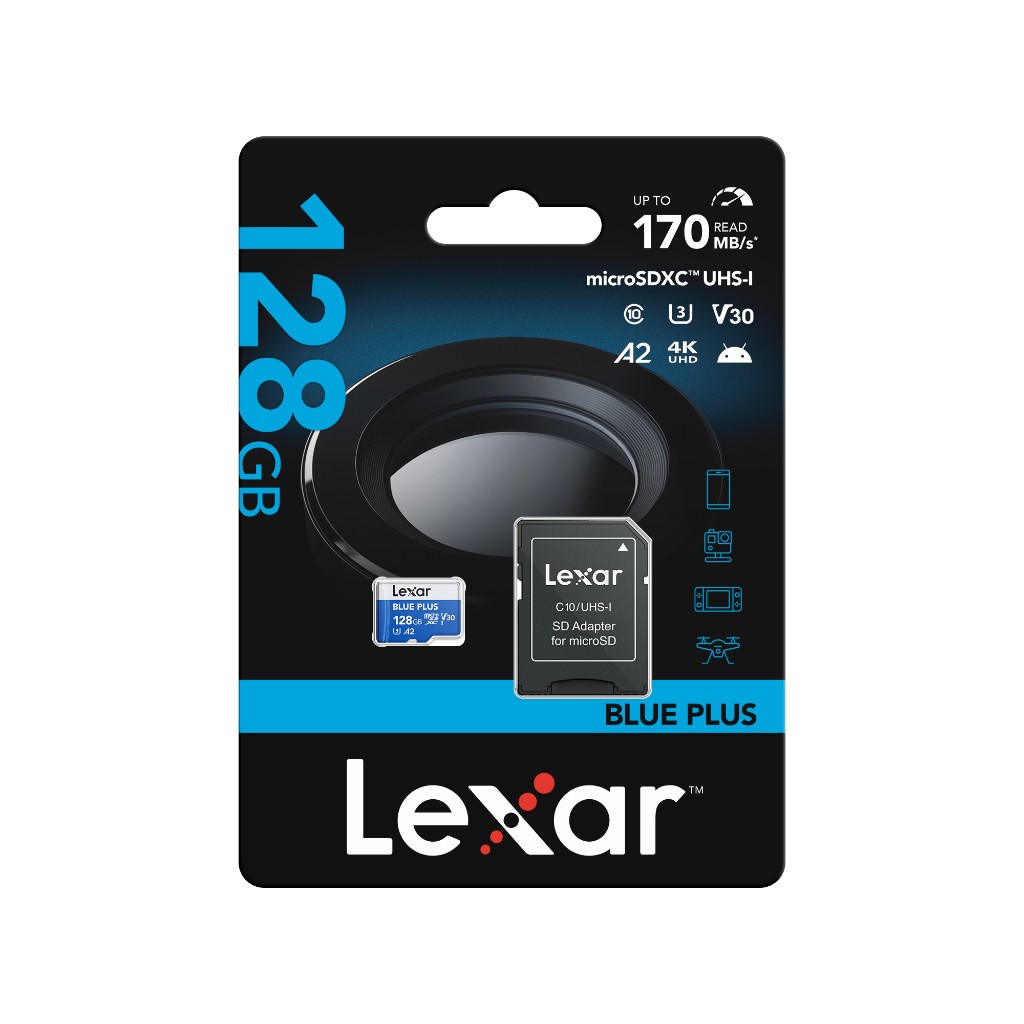 Lexar Blue Plus microSDXC UHS-I A2 128GB - Micro SD + Adapter - Image 3