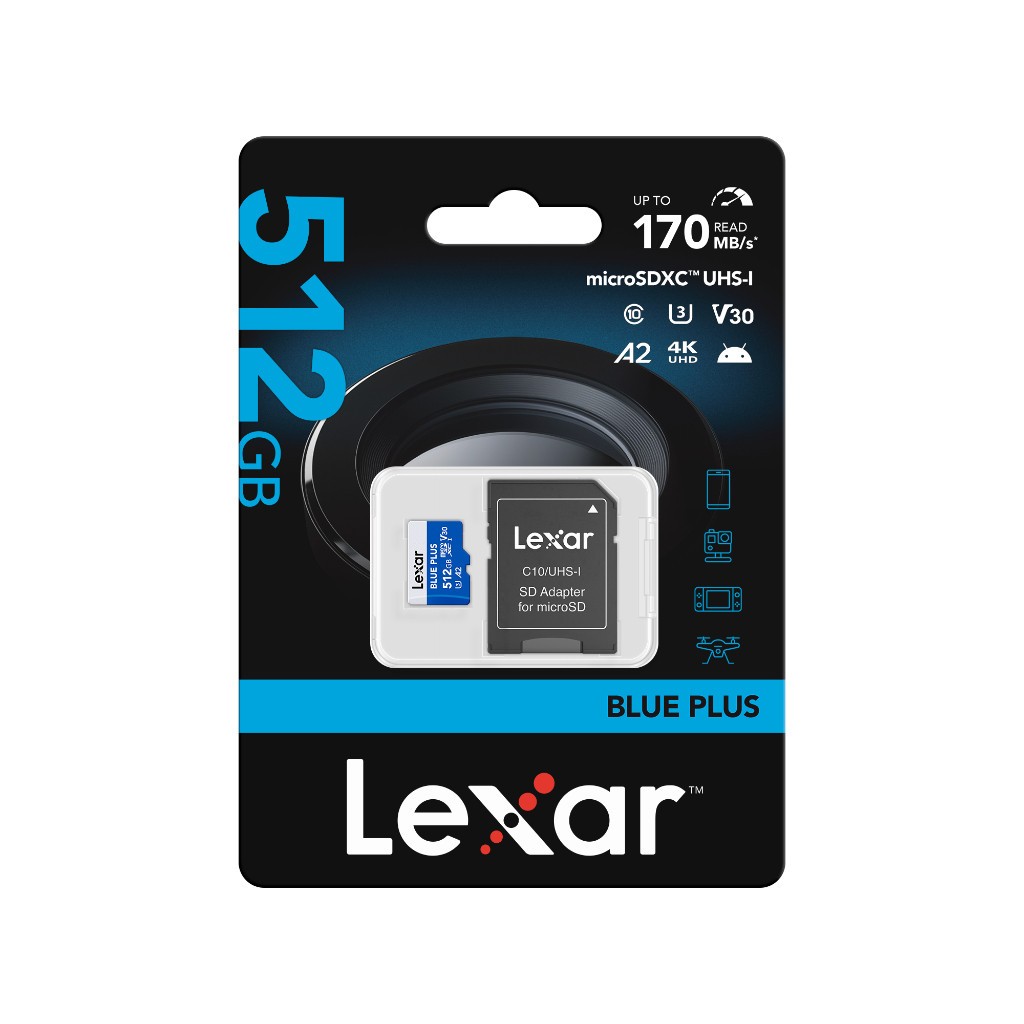 Lexar Blue Plus microSDXC UHS-I A1 512GB - Micro SD + Adapter - Image 3