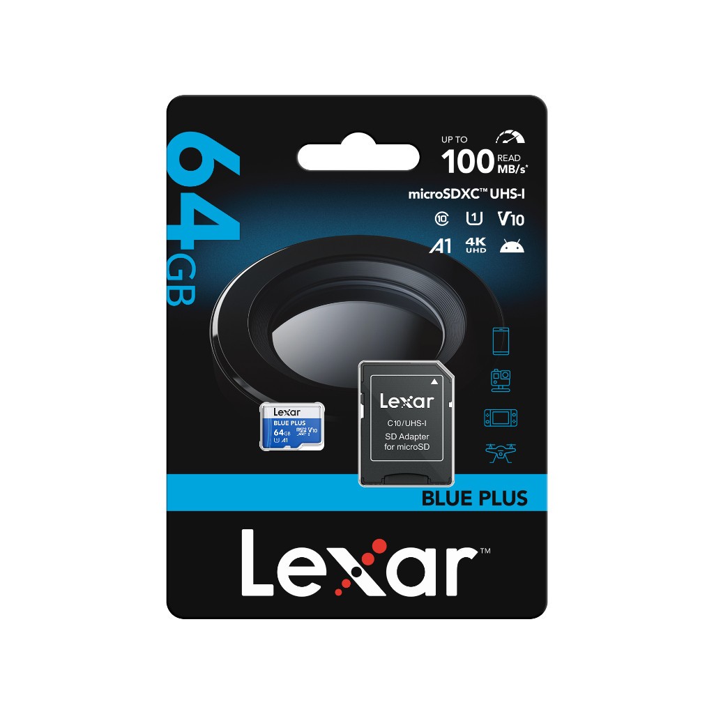 Lexar Blue Plus MicroSDXC UHS-I A1 64GB - Micro SD + Adapter - Image 3