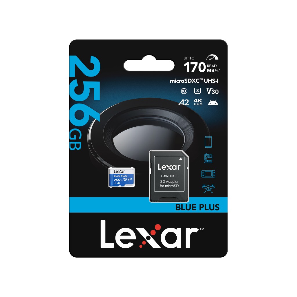 Lexar Blue Plus microSDXC UHS-I A2 256GB - Micro SD + Adapter - Image 3