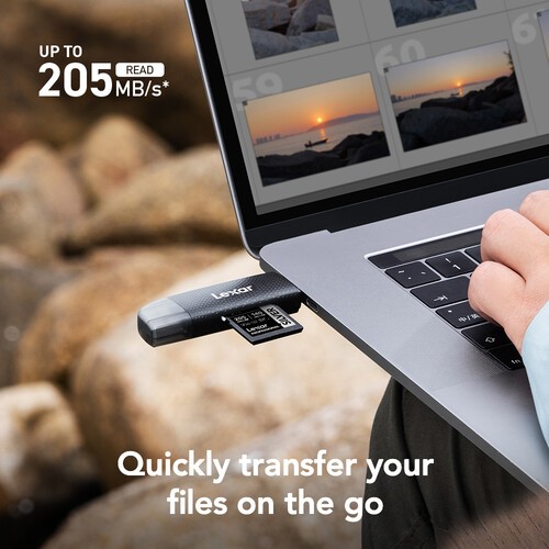 Lexar LRW310X MicroSD & SD Card OTG Dual Slot Card Reader USB-C 3.2 - Image 3