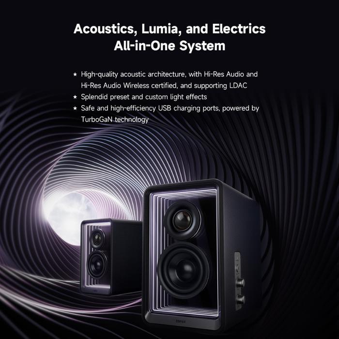 EDIFIER QR65 2.0 Desktop Active Monitor Speaker RGB Hi-Res Audio with GaN Charger & Bluetooth - Image 2