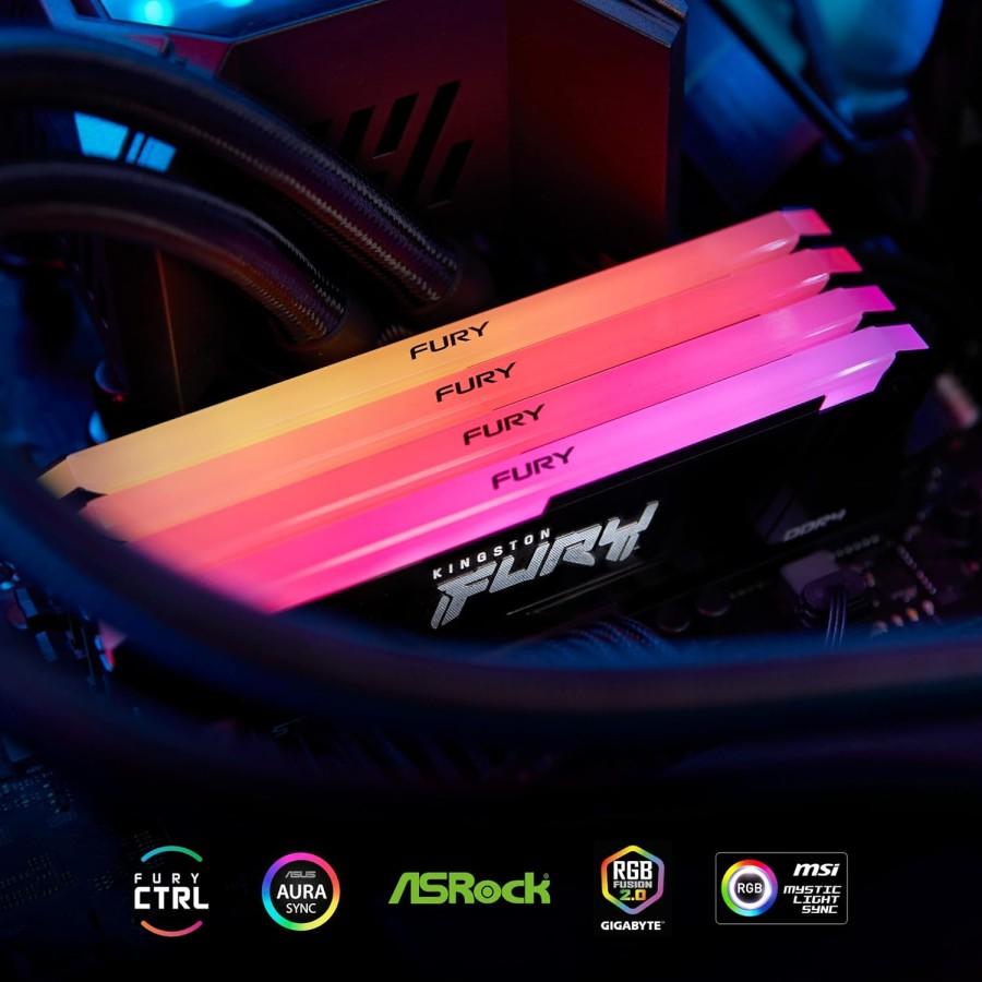 Memory Kingston Fury Beast RGB PC28800 3600Mhz DDR4 16GB - 2x8GB Ram - Image 2