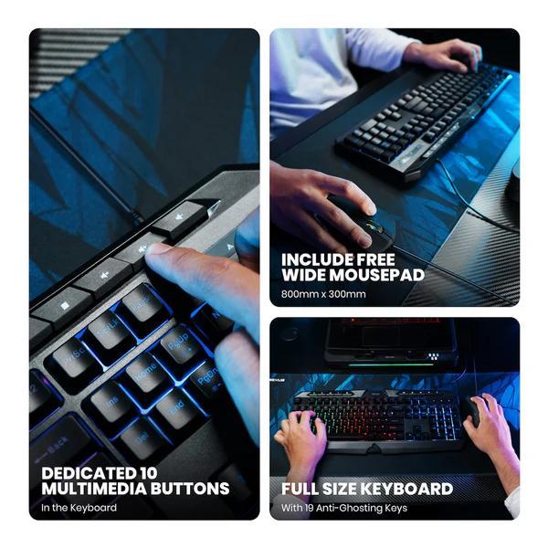 Rexus Combo Warfaction VR4 - Gaming keyboard/ Mouse/ Mousepad - Image 2