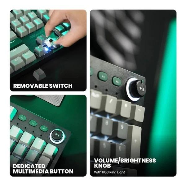 Keyboard Gaming Mechanical Rexus Heroic KX5 Fullsize RGB LED With Knob Button - Image 3