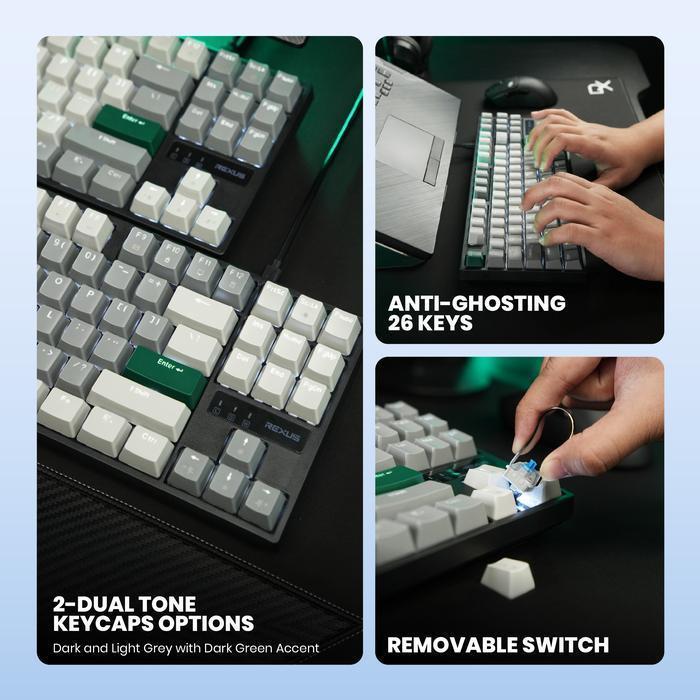 Keyboard Gaming Mechanical Rexus Heroic KX4 TKL RGB LED - Image 2