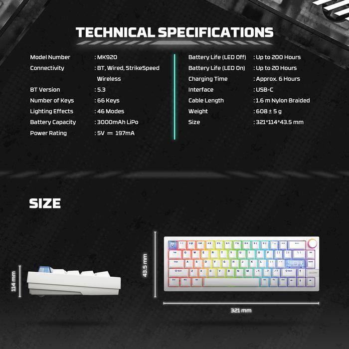 Fantech MAXFIT6 QMK VIA MK920 RGB Wireless - 60% Mechanical Gaming Keyboard - Image 4