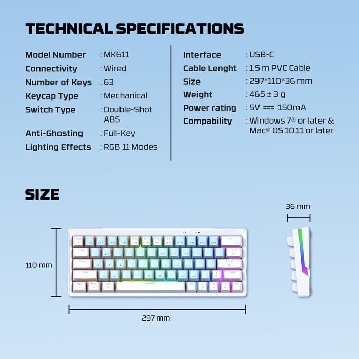 Fantech ATOM X63 MK611 AME RGB - 60% Mechanical Gaming Keyboard - Image 5
