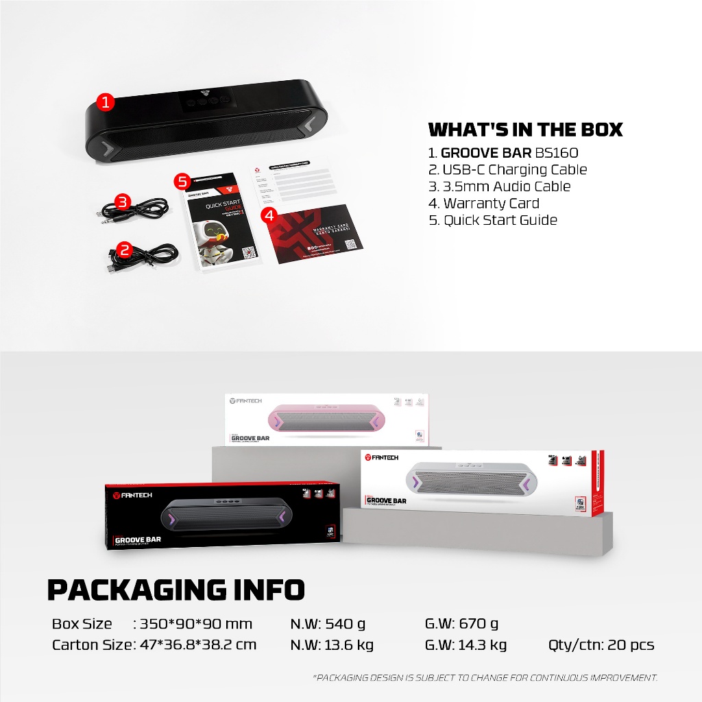 Fantech Groove Bar BS160 Soundbar Gaming BS160 Speaker RGB with Bluetooth 5.2 - Image 7