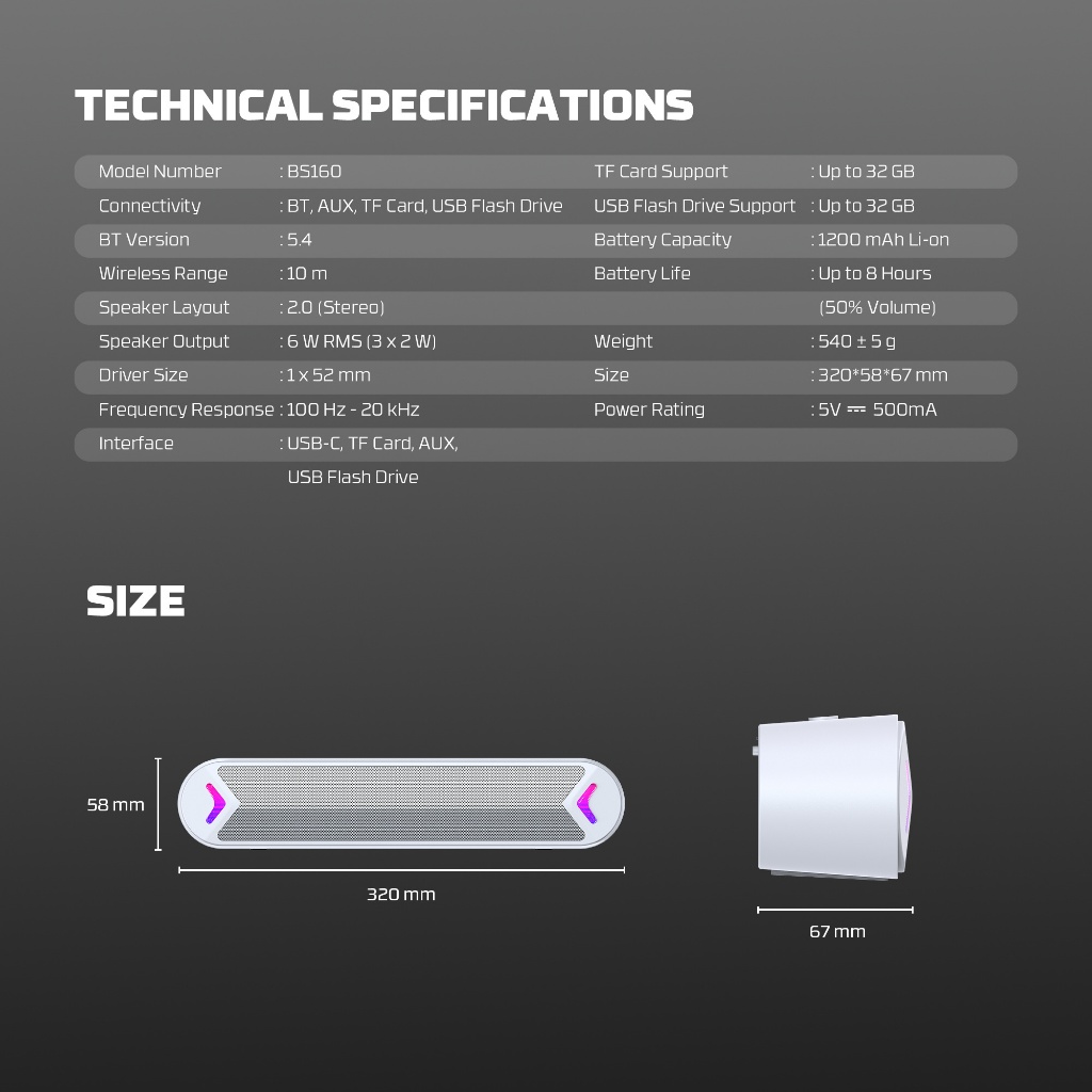 Fantech Groove Bar BS160 Soundbar Gaming BS160 Speaker RGB with Bluetooth 5.2 - Image 8