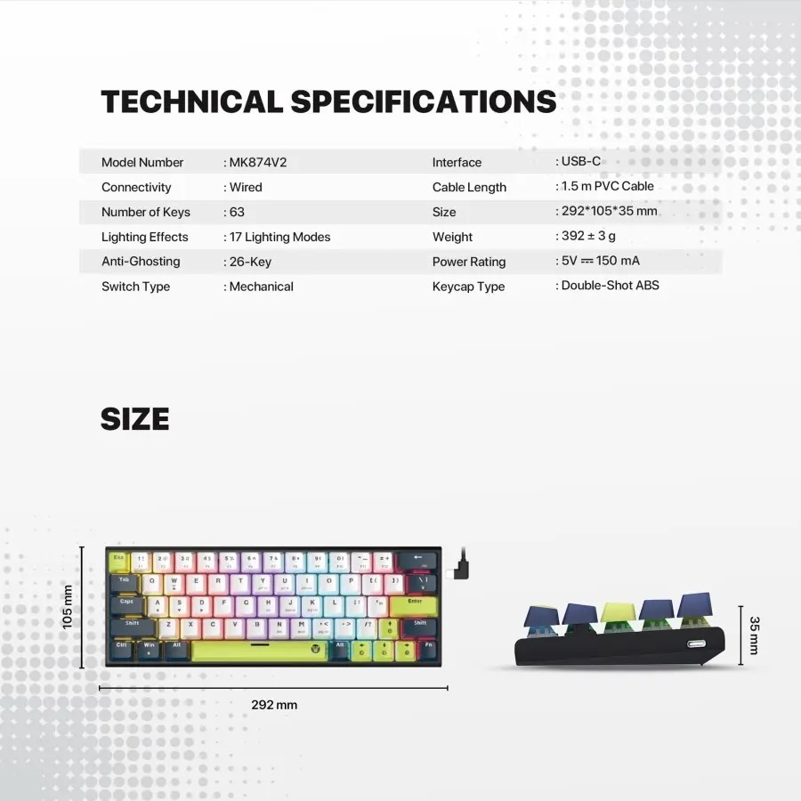 Fantech MK874 V2 ATOM 63 MORI RGB - 60% Mechanical Gaming Keyboard - Image 7