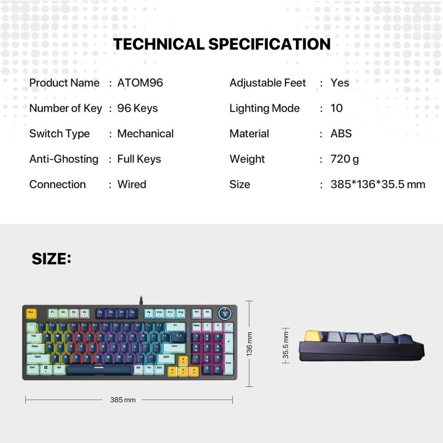 Fantech ATOM96 MK890 V2 Mizu RGB - 95% Mechanical Gaming Keyboard - Image 5