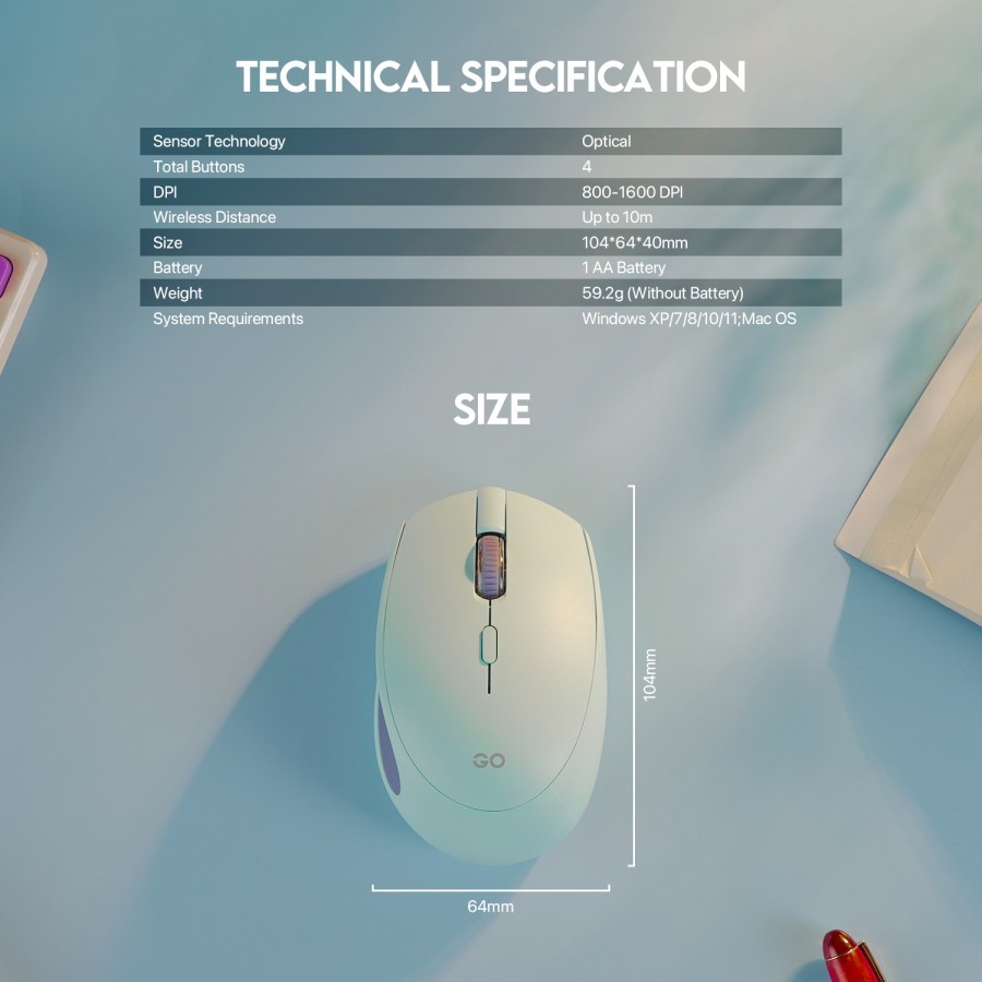 Fantech GO W193 Mouse Dual Connection Wireless & Bluetooth - Image 4