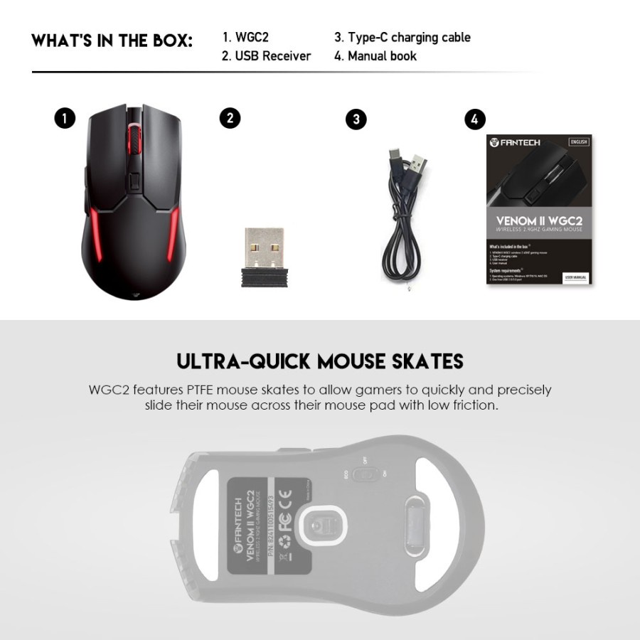 Mouse Gaming Wireless Fantech Venom II WGC2 Rechargeable - Image 6