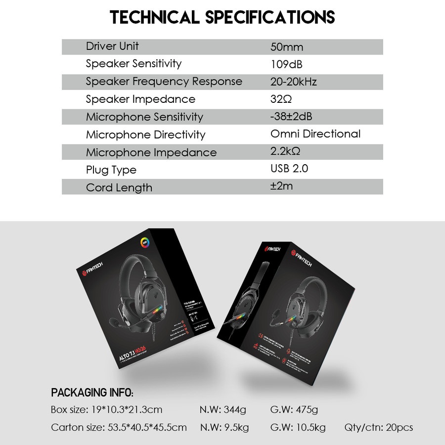 Headphone Gaming Fantech Alto 7.1 HG26 RGB - Headset Fantech HG-26 - Image 6