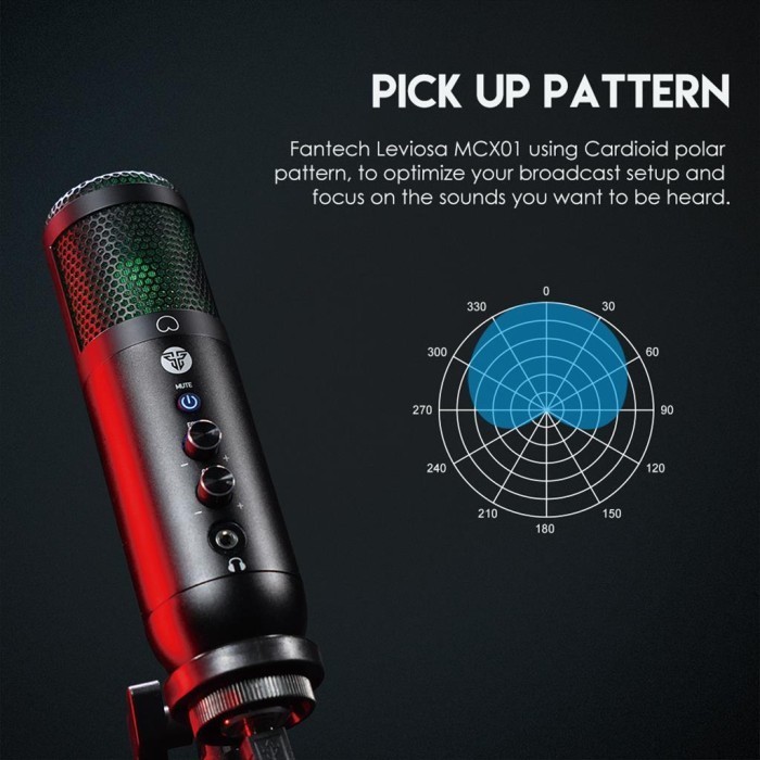 Microphone Gaming Fantech MCX01 Leviosa RGB - USB Mic For Streamers - Image 2