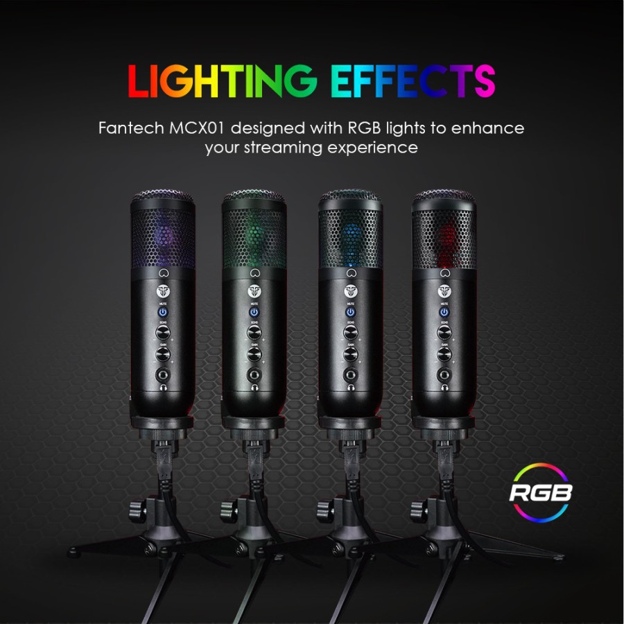 Microphone Gaming Fantech MCX01 Leviosa RGB - USB Mic For Streamers - Image 4