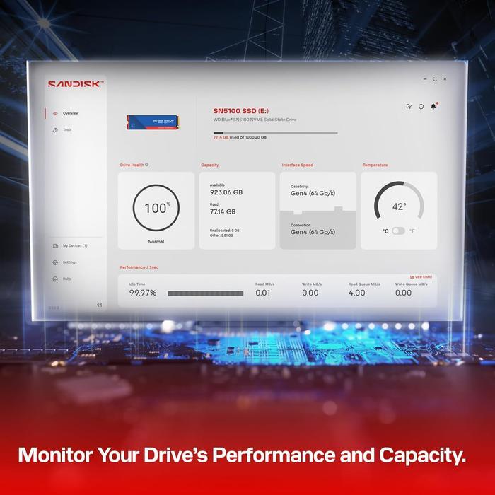 Sandisk WD Blue SSD SN5100 M.2 Pcie Gen4 NVMe 2280 1TB - M2 1 TB - Image 6
