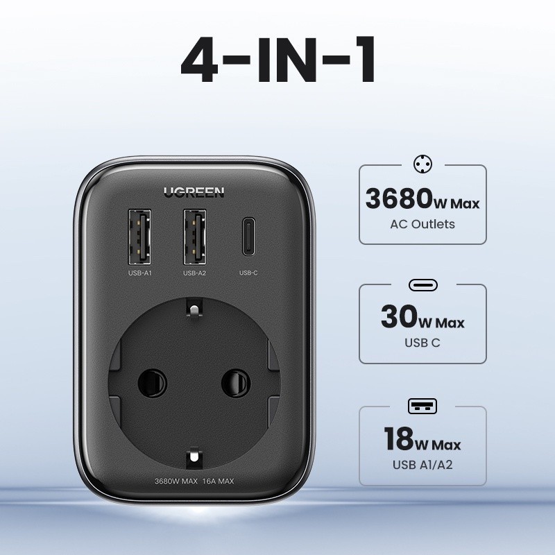 UGreen Outlet Adapter GaN 30W 4 In 1 USB C PD Fast Charging 90613 - Image 2