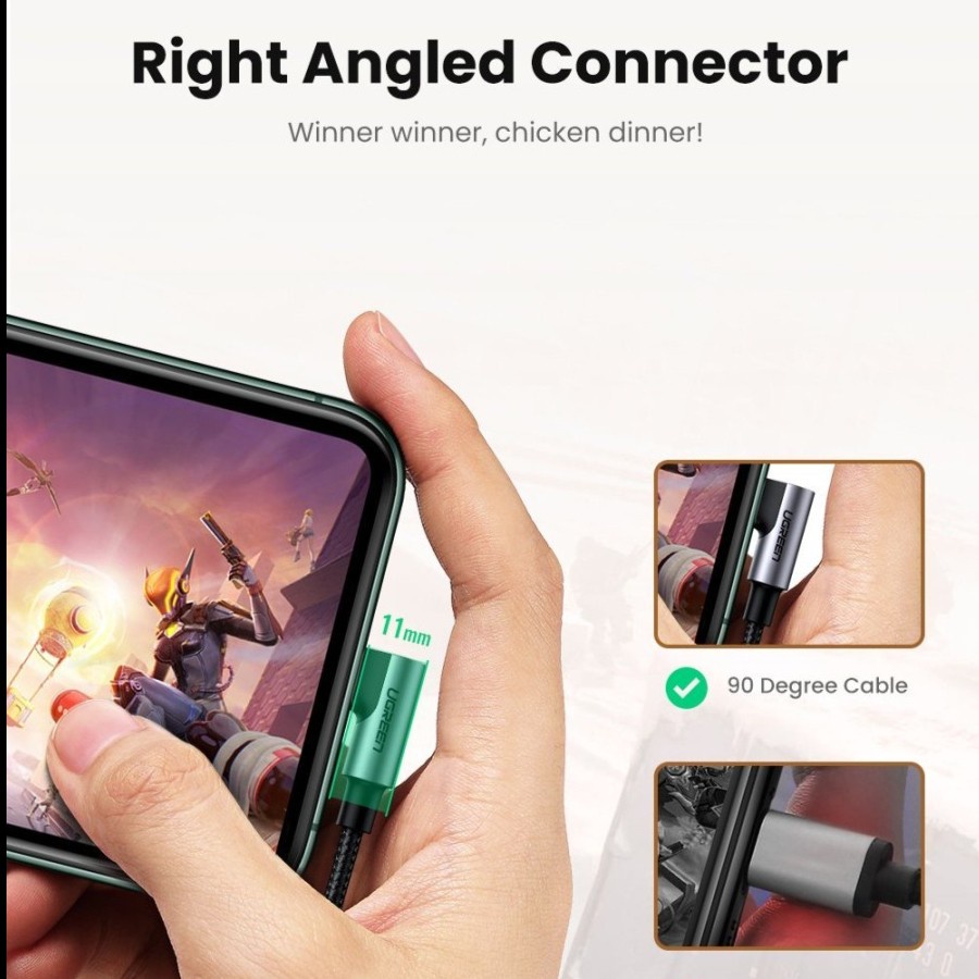 UGreen US305 Cable Lightning To USB C Nylon Braided - Fast Charging - Image 2