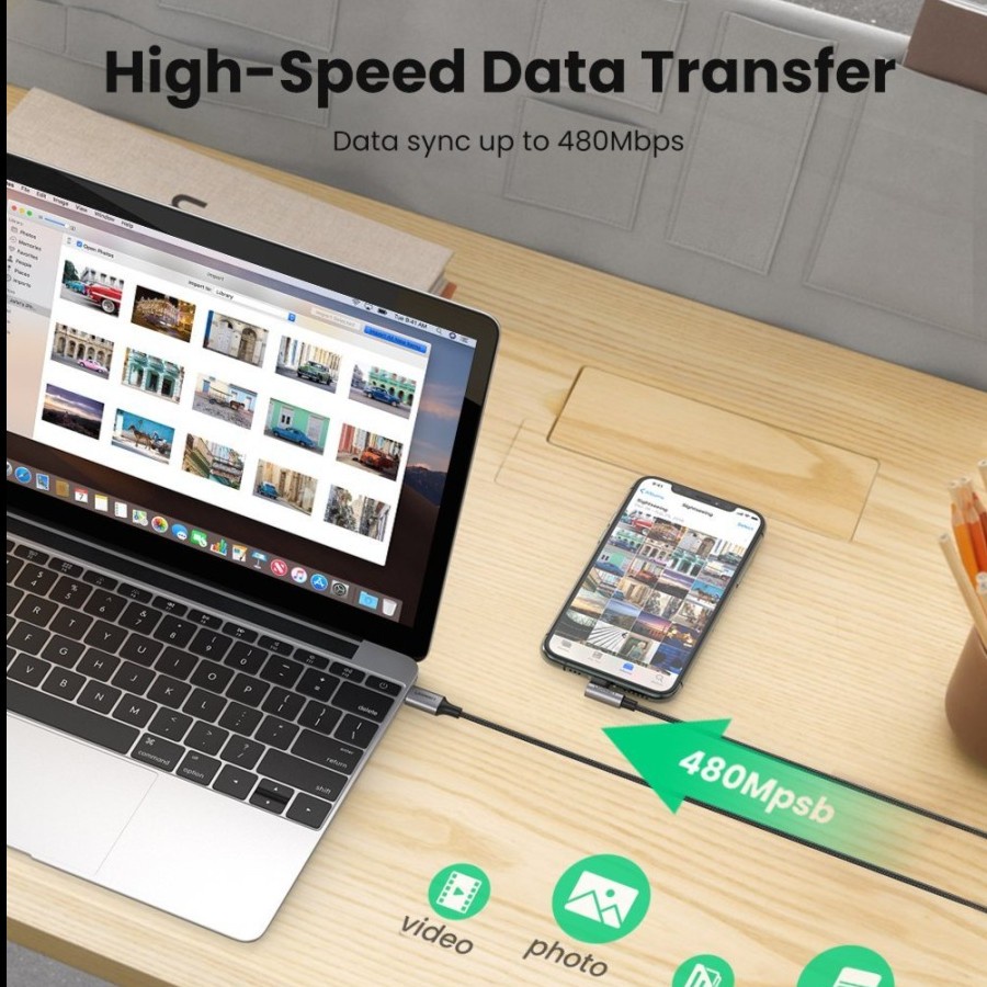 UGreen US305 Cable Lightning To USB C Nylon Braided - Fast Charging - Image 4