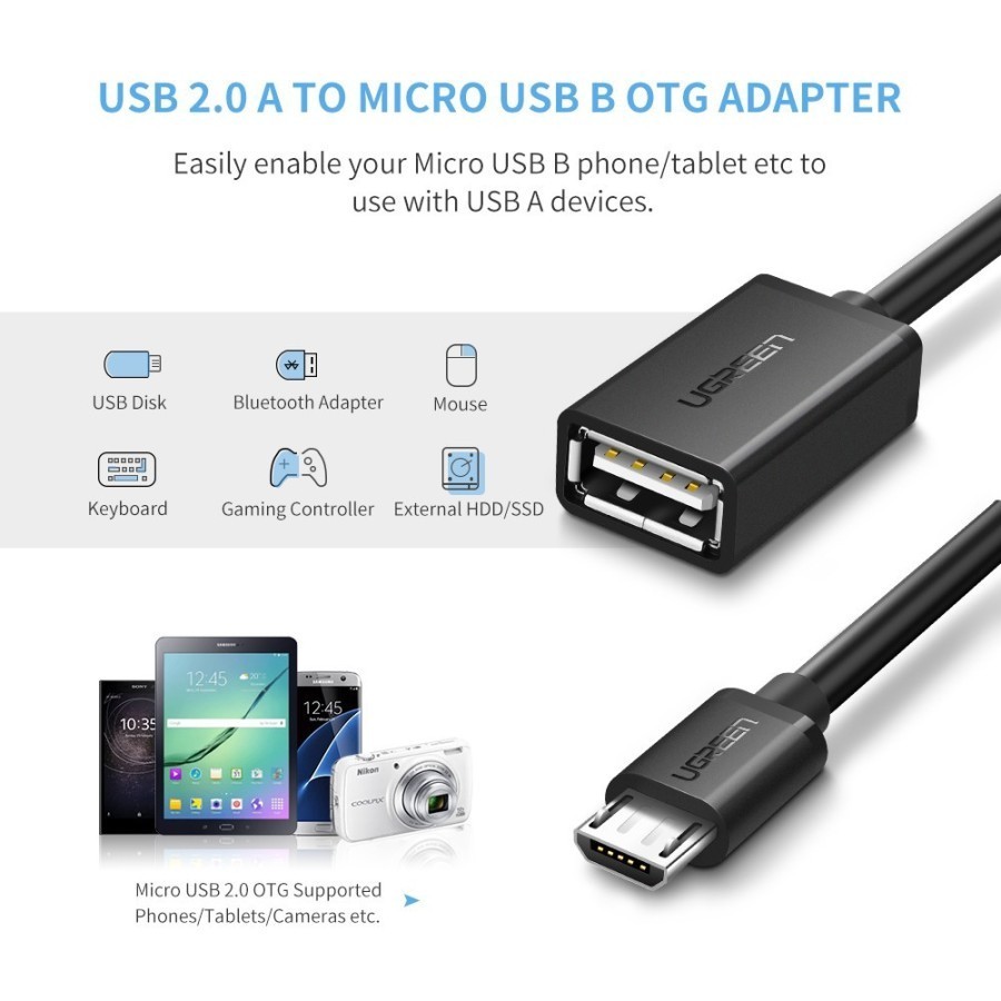 UGreen US133 Extension Cable Adapter Micro USB To USB A 2.0 Female - Image 4