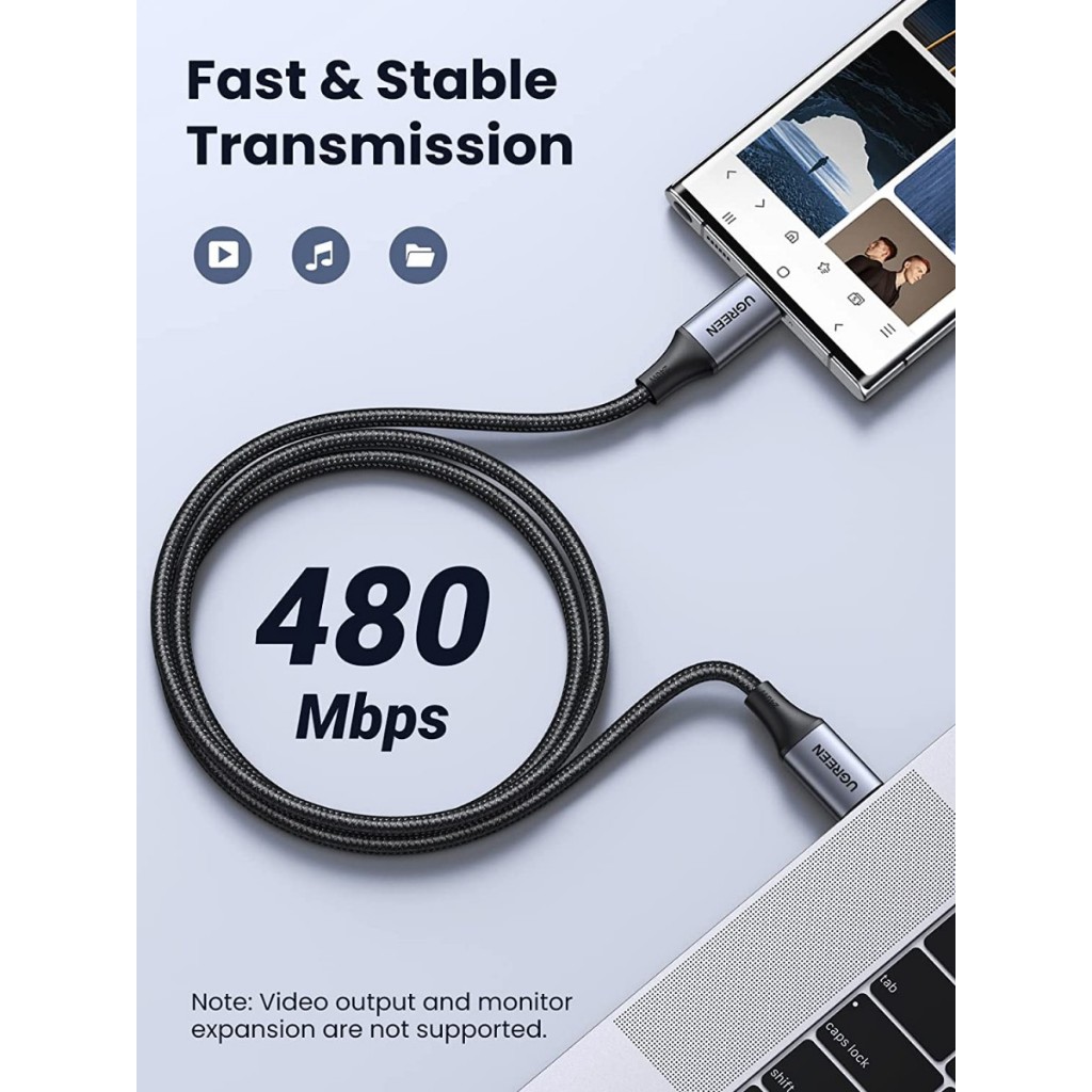 UGreen US535 Kabel Data USB Type-C to Type-C Nylon Braided Fast Charging - Image 3