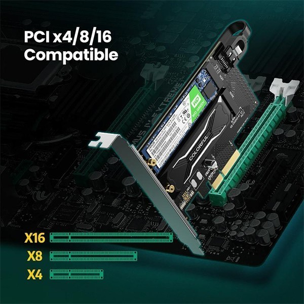 UGreen 70504 SSD M.2 2280/ 2242 M.2 Sata NVMe to PCI-E 3.0 X4 Expansion Card - Image 3